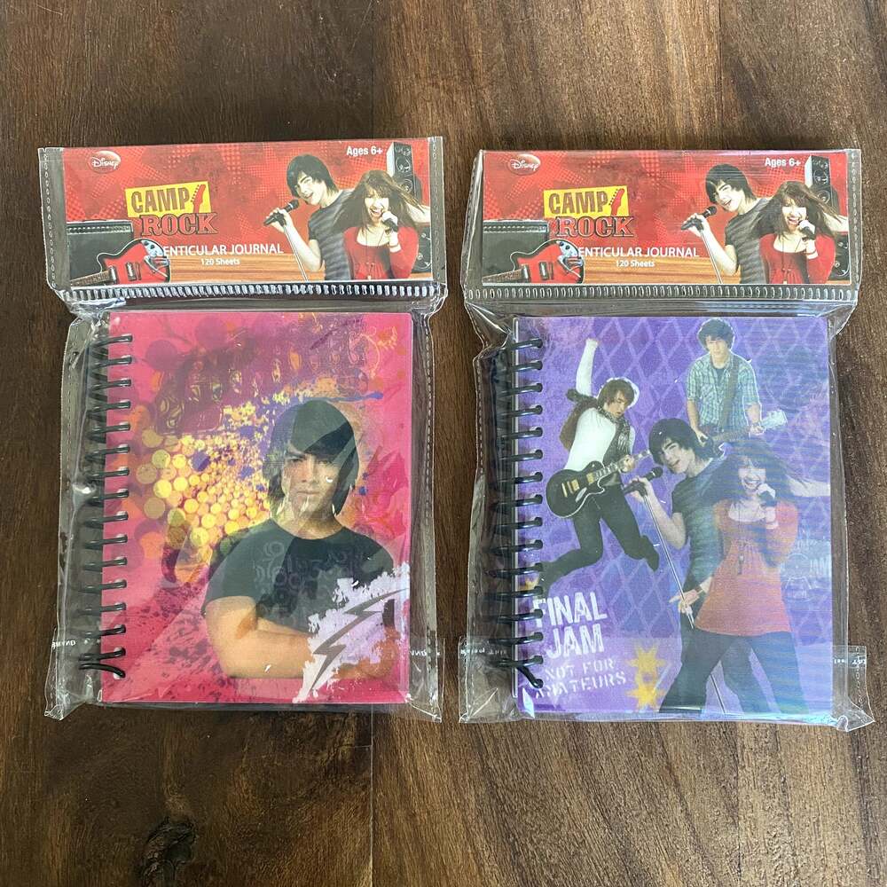 2 New Camp Rock Lenticular Pocket Journal 120 Sheets Disney Shane Jonas Brothers